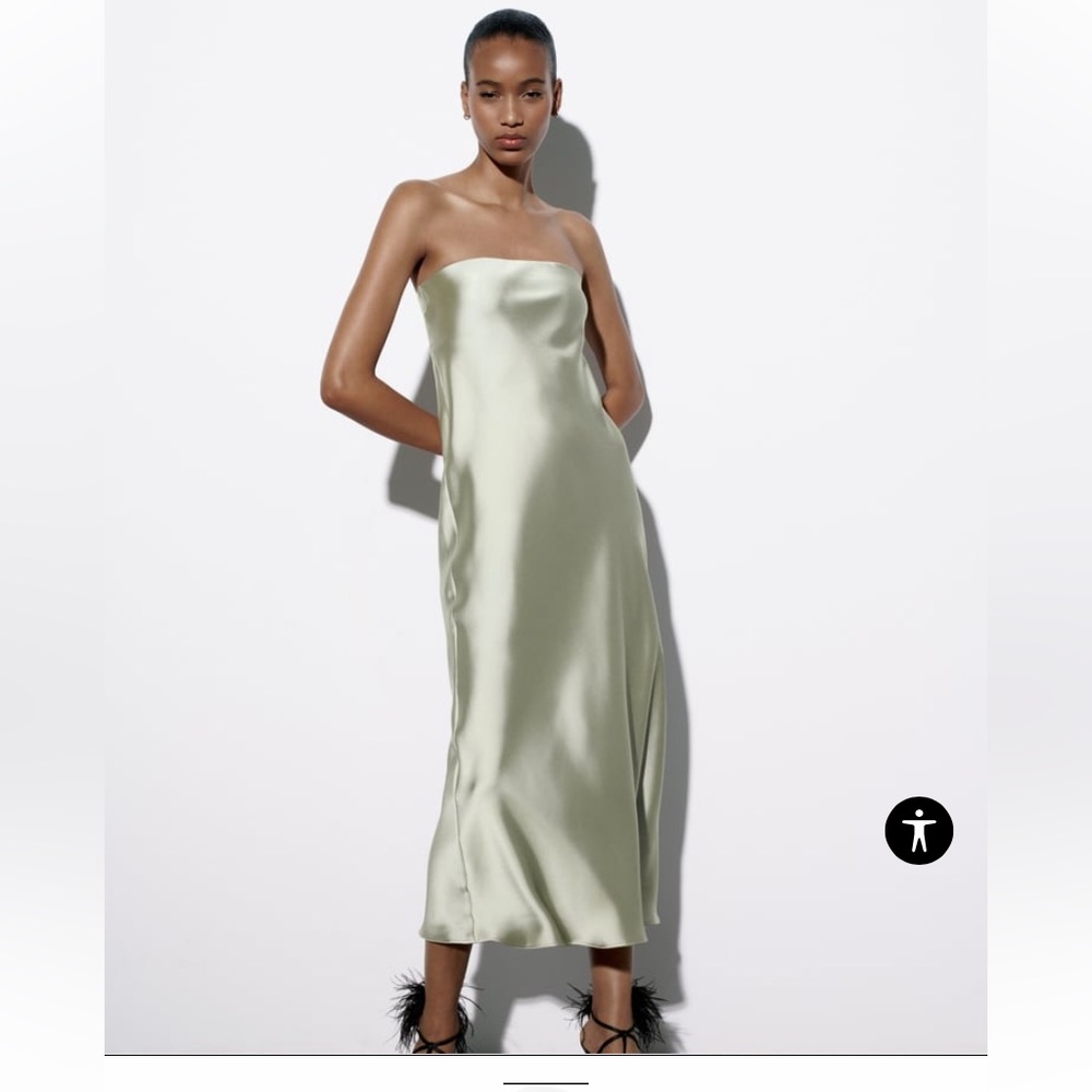 NWT / ZARA Satin Effect Midi Dress